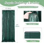 Green Sequin Backdrop Curtains,4 Panels 2FTx8FT Curtain Backdrop for Party - Image 2