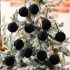 Liliful 15 Pcs Velvet Christmas Balls Bulk Flocked Christmas Tree Ball Ornaments Plastic Xmas Decorative Hanging Ornaments(Black,3.15 Inch) - Image 6