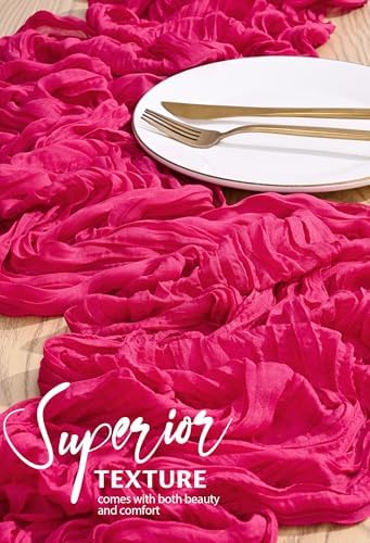 18 Pack Cheesecloth Table Runner 10FT Hot Pink Table Runner Boho Gauze Cheese Cloth Table Runners Long Rustic Sheer Table Decorations for Wedding Party Baby Bridal Shower Birthday Holiday Home - Image 4