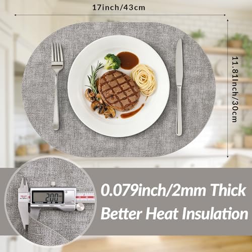 homing Heat Resistant Oval Placemats Set of 8, Light Grey - Image 3