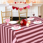 Fanqisi 2 Packs Red and Pink Striped Tablecloth 57 x 84 InchRomantic Valentine's Day Table Cloth Waterproof Rectangle Table Cover for Wedding Birthday Baby Shower Outdoor Summer Party Decoration by Fanqisi