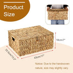 Hipiwe Wicker Basket with Lid, Large Water Hyacinth Wicker Storage Baskets - Image 3