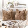 BlissBlush Decorative Throw Pillow Covers 18X18 Set of 2, Brown Boho Farmhouse Cushion Cover, Cozy Soft Accent Pillowcase for Couch Sofa Bed Living Room Home Décor by BlissBlush