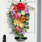 Svndlyn 24 Inch Lighted Floral Teardrop Swag with Timer, Peony and Roses - Image 6
