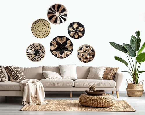 Set of 6 Handwoven Seagrass Baskets – Decorative Woven Baskets for Wall or Table Décor, Boho & Farmhouse Style - Image 6