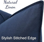 decorUhome Fall Navy Blue Linen Throw Pillow Covers 26x26 Set of 2 - Image 2