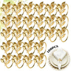 Leaf Napkin Rings Set of 100 Metal Napkin Rings Bulk Table Napkin Ring Suitable for Valentine Thanksgiving Banquets Table Parties and Everyday by YMGN