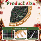 Blueweenly 48 Inch Christmas Tree Skirt, Green Plaid with Gold Tassel Edge - Image 2