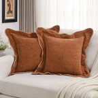 FUTEI Pack of 2 Chenille Throw Pillow Covers 26x26 Inch, Rust by FUTEI