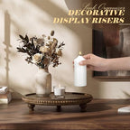 EOSAHR Beaded Acacia Wood Round Display Riser for Office Decor, DarkBrown - Image 3