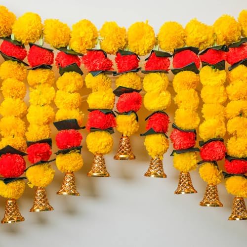 Colourful Traditional Toran | Toran Door Hanging | Marigold Decorations for Pooja, Bandhanwar, Diwali | Decorations for Door Mantle | Indian Thoranam | 3 Feet (Pack of 1) - Image 3