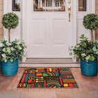 Funny The Entrance Way Outside Personalized Rug with Heavy-Duty Non Slip Outdoor Coconut Coir Doormat Pets Lover Gift 23.6 x 15.7 inch (Colorful African Style Boho) - Image 4