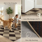 JTJ Easy Jute 3x5 Outdoor Rug, Black & Beige Diamond Pattern, Washable - Image 5
