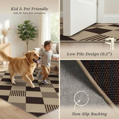 JTJ Easy Jute Outdoor Rug 5x7, Beige & Black Diamond Checkered Plaid Washable Non Slip Indoor Outdoor Area Rug for Living Room, Patio, Bedroom & Home Office, Farmhouse Geometric Low Pile Carpet - Image 6