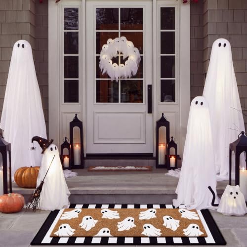 Moucuny 2 Pcs Large Halloween Front Door Mat, Ghost Coir Doormat, Non Slip - Image 6
