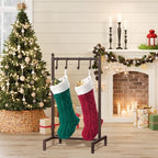ELYKEN Christmas Stocking Holder Stand for Floor, Free Standing Stocking Rack with 4 Removable Hooks, Heavy Duty Metal Xmas Stocking Stand with Adjustable Feet, Bronze - Image 7