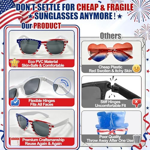 LIONO 11 Pack 250th Anniversary 4th of July Sunglasses - Image 4