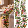 2PCS 13Ft Artificial Eucalyptus Garland with Flowers Lights for Wedding by Unknown