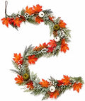 9FT Fall Garland for Mantel with Pumpkins and Maple Leaves by Xirtneduav