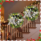 Knitgrip White Black Plaid Pre-Lit Christmas Wreaths for Front Door - Image 4