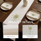 Hand-Embroidered Cotton Table Runner, 16 x 96 Inch, Yellow Dandelion - Image 4