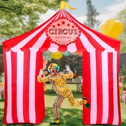 Halloween 10ft Tall Circus Inflatable Archway LED Circus Outdoor Entrance by Preboun