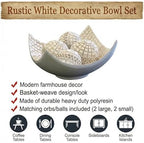 Seraphic Dining Table Centerpiece Decor, 5pc Decorative Scoop Bowl, White - Image 2