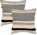 · REDEARTH · Boho Textured Handwoven Throw Pillow Cases Chevron Maze Black by REDEARTH