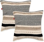 · REDEARTH · Boho Textured Handwoven Throw Pillow Cases Chevron Maze Black by REDEARTH