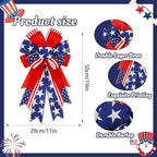 2 Pack Large 4th of July Bow for Wreath 20"x11", Patriotic Wired Ribbon Bow - Image 3