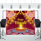 10x8ft Diwali Backdrop for Photography India Festival of Lights Photo Backdrop Diwali Banner Decorations for Party Supplies Deepavali Marigold Floral Backdrop Decorations Photo Props - Image 5