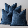 a moment Throw Pillow Covers 22X22 Inch 4 Packs,Soft Velvet Decorative Pillow Cases with 3D Ice Flower,Texture Modern Accent Cushion Covers for Sofa Couch Home Decor Navy Blue by amoment