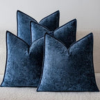 a moment Throw Pillow Covers 22X22 Inch 4 Packs,Soft Velvet Decorative Pillow Cases with 3D Ice Flower,Texture Modern Accent Cushion Covers for Sofa Couch Home Decor Navy Blue by amoment