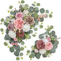 Odouzy Artificial Wedding Arch Flowers for Wedding Sign,Set of 2 for Welcome Ceremony Sign,Faux Floral Swags,Banquet and Reception Backdrop Floral Decoration (Coffee Pink) by Odouzy