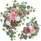 Odouzy Artificial Wedding Arch Flowers for Wedding Sign,Set of 2 for Welcome Ceremony Sign,Faux Floral Swags,Banquet and Reception Backdrop Floral Decoration (Coffee Pink) by Odouzy