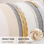 Boho Lumbar Throw Pillow Cover 14x36 Yellow Gray - Image 2