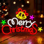 Merry Christmas Neon Sign Dimmable Christmas Bells Neon Light Sign Xmas LED Neon Light up Sign for Party, Home, Shop Door, Window, Bar, Holiday, Festival Wall Decor Gift USB Powered by Mojoish