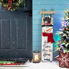 Glitzhome 42 Inch Wooden Snowman Welcome Wall Sign for Front Door Porch Farmhouse Christmas Snowman Wall Hanging Sign Primitive Porch Sign for Christmas Festivals - Image 2