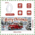Christmas Garage Door Banner 7x16FT, Red Vintage Truck Merry Christmas Garage Door Cover, Large Outdoor Xmas Garage Decoration for Driveway and House Front - Image 4