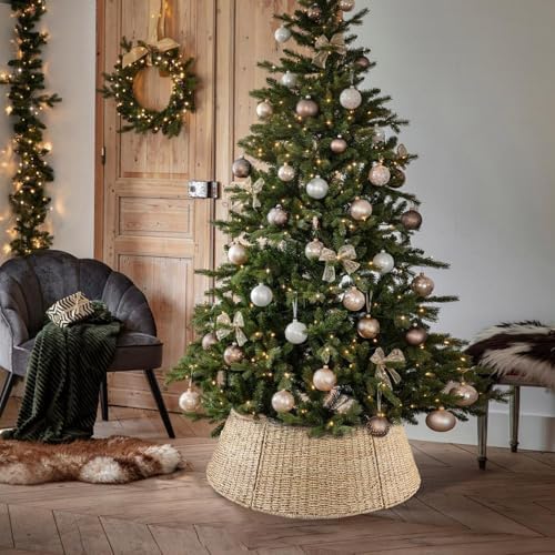 Rocinha 32 in Large Rattan Christmas Tree Collar Basket Base Handcrafted - Image 5