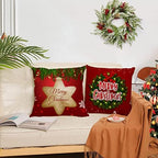 Set of 4 Christmas Pillow Covers 22x22 Inch Xmas Pillow Cases Velvet Throw Pillow Covers Red Gold Winter Holiday Cushion Covers Outdoor Couch Sofa Home Decorations for New Year - Image 5
