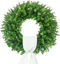 20'' Boxwood Wreaths for Front Door, Green Wreath with a Sash by HecatyDecorateYourHome
