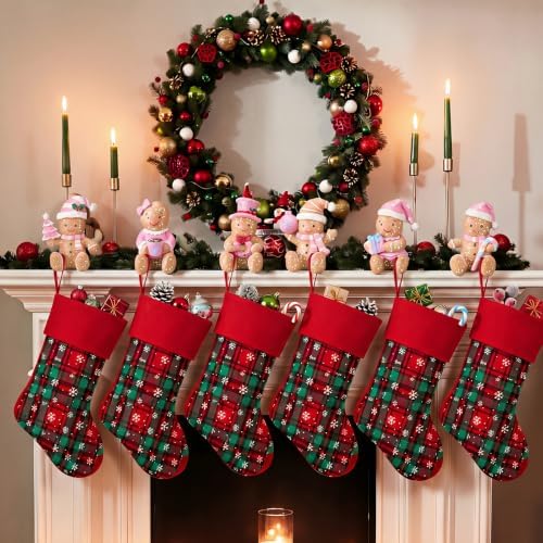 Wonderjune 6 Pcs Christmas Stocking Holders for Mantle, Pink Gingerbread - Image 6