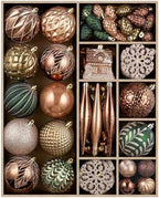 JORNOY 106Pcs Christmas Ornaments Set, Shatterproof Assorted Hanging Baubles Decorations Bulk for Christmas Tree Decorations Home Holiday Party Decor, Earth Tone by JORNOY