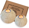 Luca Beige Orb Tea Light Candle Holders, Gift Boxed Set of 2 by HueyHouse