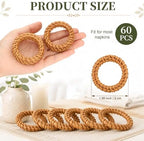 60 Pcs Woven Rattan Napkin Rings Bulk for Wedding Table Decor - Image 2