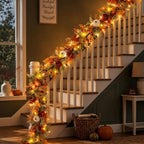 2PCS 6FT Fall Garland with Light(Pre-Lit) for Mantel, Arch, Indoor, Outdoor - Image 7