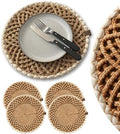 Round Woven Placemats Set of 4, Braided Natural Table Mats for Dining Table Decor, Waterproof, Handmade, Easy to Clean, Perfect Fall Placemats for Thanksgiving, Christmas & Everyday Use 14.2IN by LemonTree