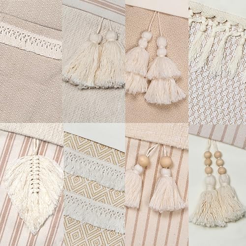 GEX Personalized Christmas Stockings Custom Name 4 Pack for Family with Names Embroidery 20" Large Rustic Boho Farmhouse Country Xmas Stockings with Tassels Fireplace Decoration Ornament (Set of 4) - Image 2