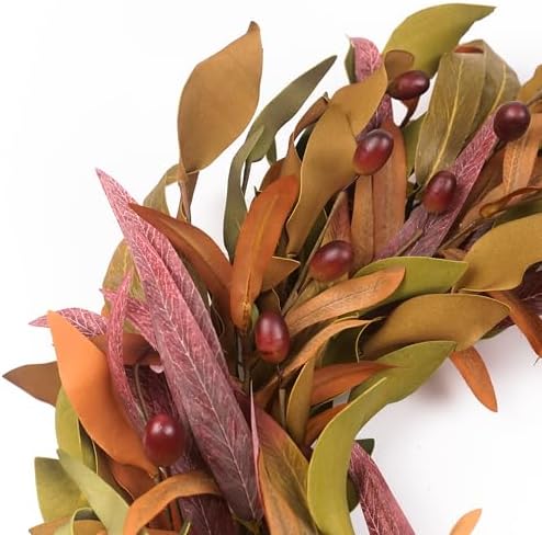 Fall Wreaths for Front Door 22 inch, Olive Fall Wreath with Olive Leaf Fruit, Home Decoration for Outdoor Living Room Indoor Wall and Outside Autumn - Image 4
